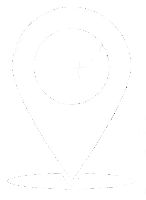 A simple black and white map pin icon, commonly used to represent a location or place on a map. The pin is teardrop-shaped with a circular cutout in the center. The background is transparent.